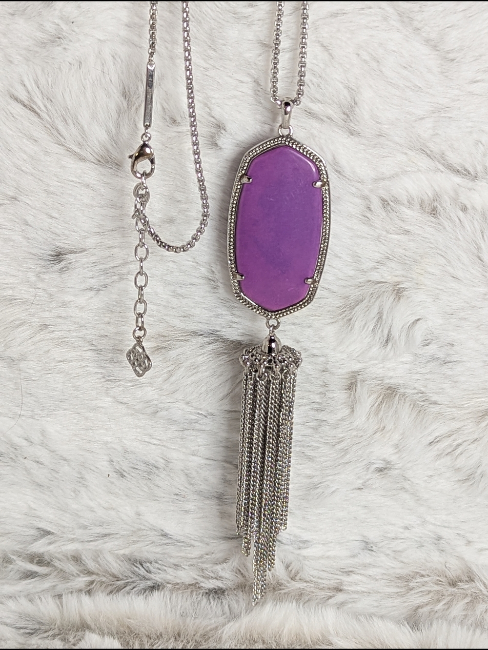 Kendra Scott Rayne Tassell Purple Stone Pendant Necklace - Silver